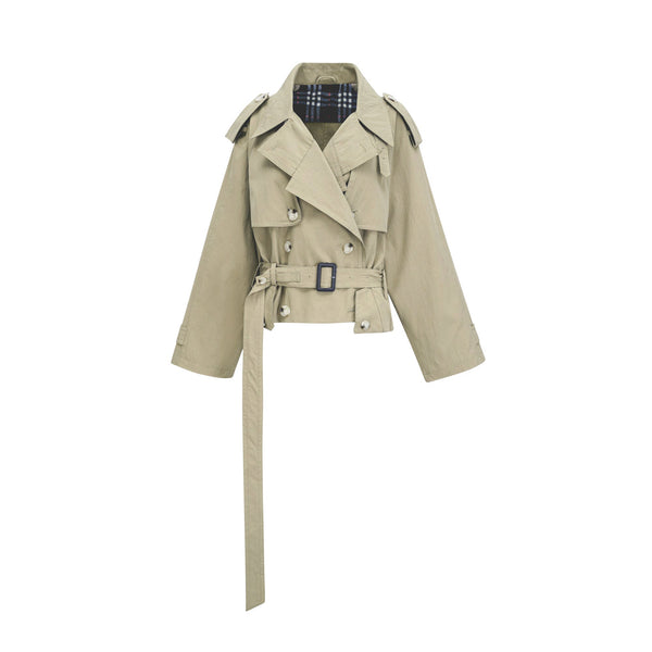 Justine belted-waist trench coat