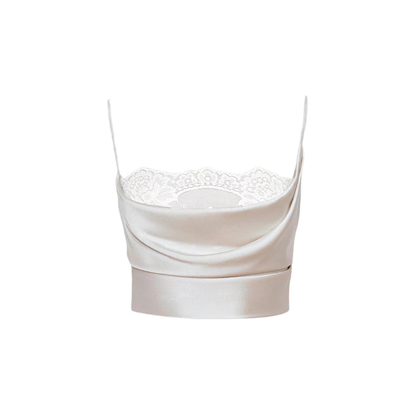 Eeva White Floral Lace Panel Crop Top