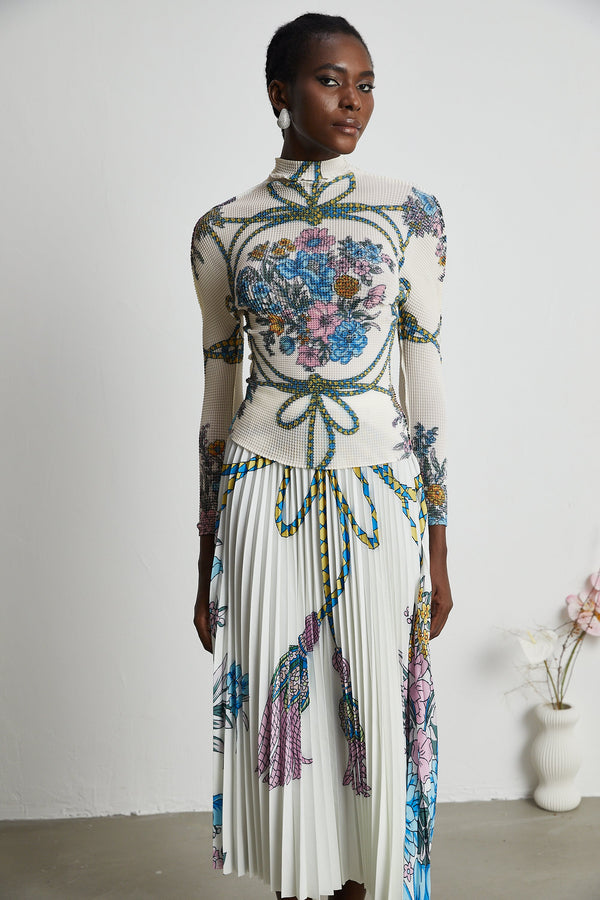 Huguette pattern-print top & skirt matching set