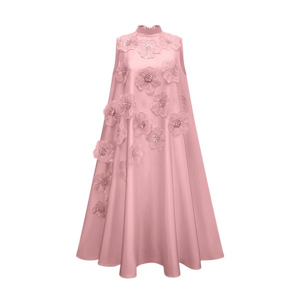 Émilie sleeveless floral-applique midi dress in Pink