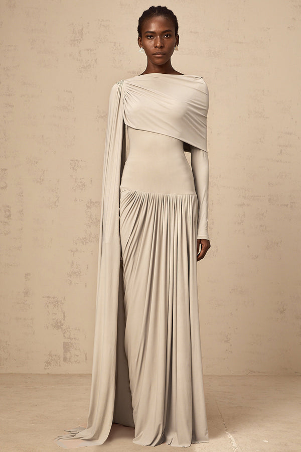 Gaëlle neutrals ribbon-design draped maxi dress