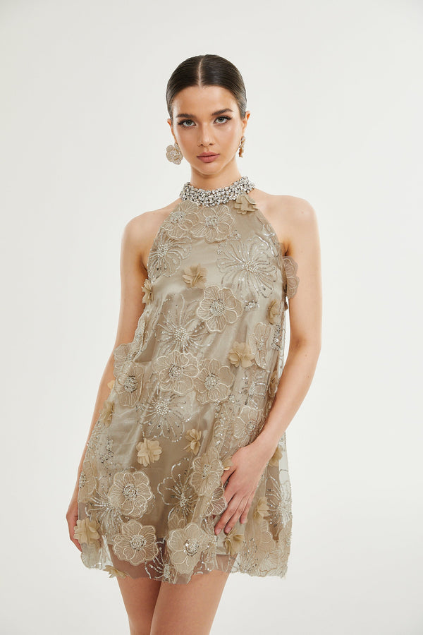 Liane embellished floral mini dress