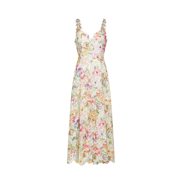 Enora lace floral embroidered midi dress (US Only)
