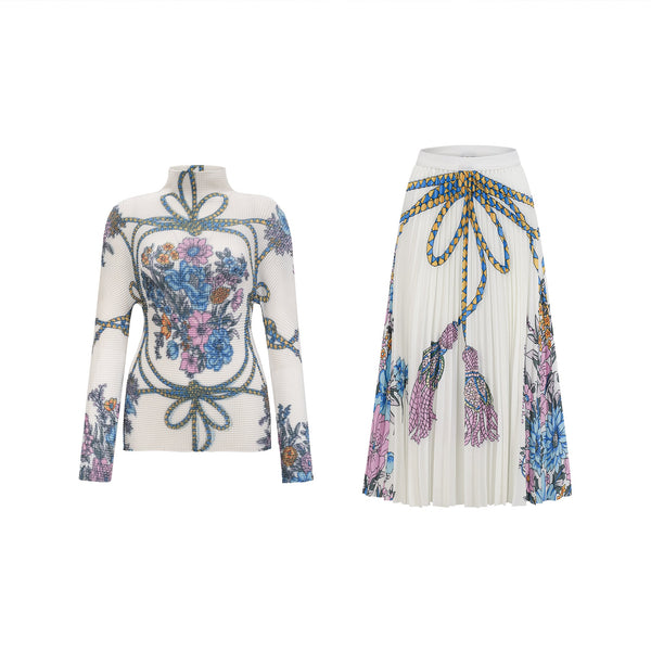 Huguette pattern-print top & skirt matching set
