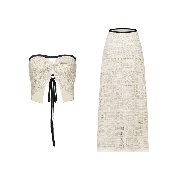 Yvette stretch knitted top & skirt matching set (US Only)