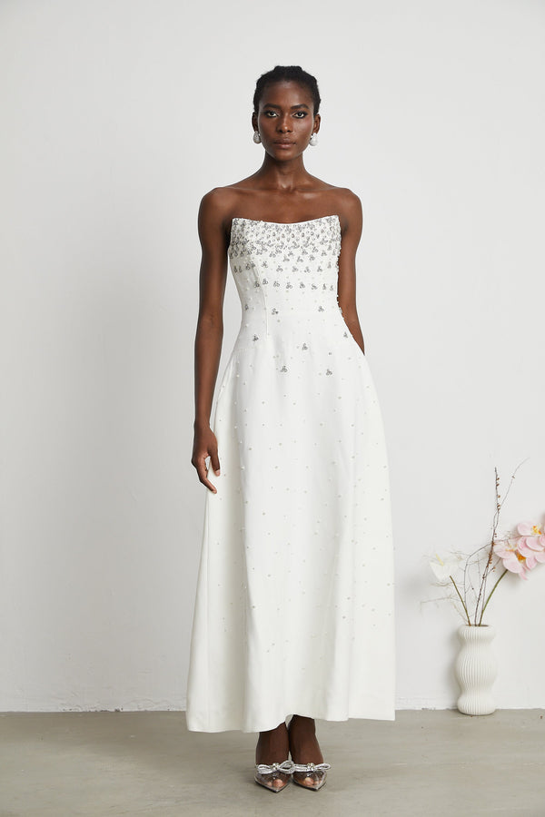 Melisande white embellished maxi dress
