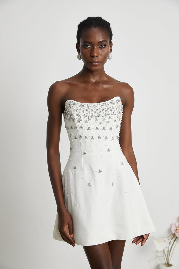Melisande white embellished mini dress