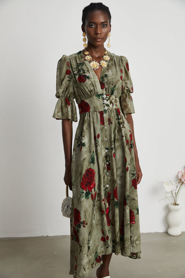 Mélisande floral-print V-neck midi dress