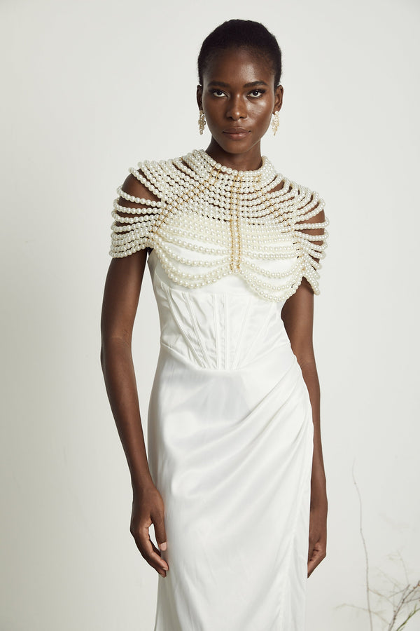 Pauline faux-pearl shawl