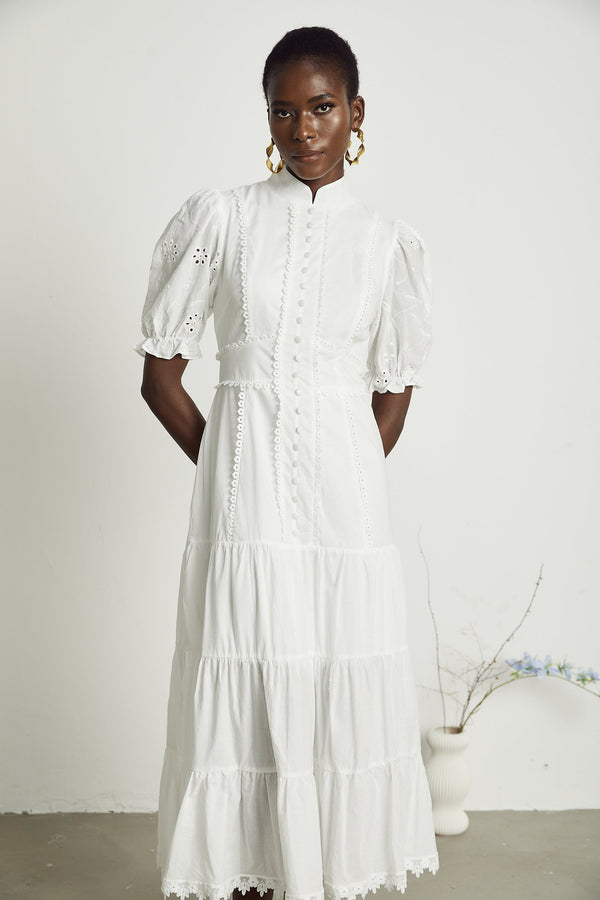 Coline lace floral-embroidered midi dress