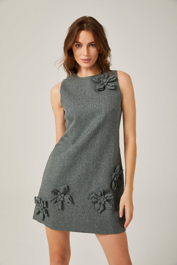 Viviane grey floral sleeveless mini dress (US Only)