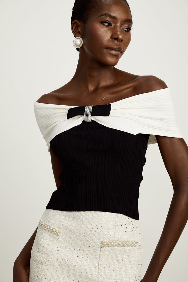 Diane bow-detail knitted top (US Only)
