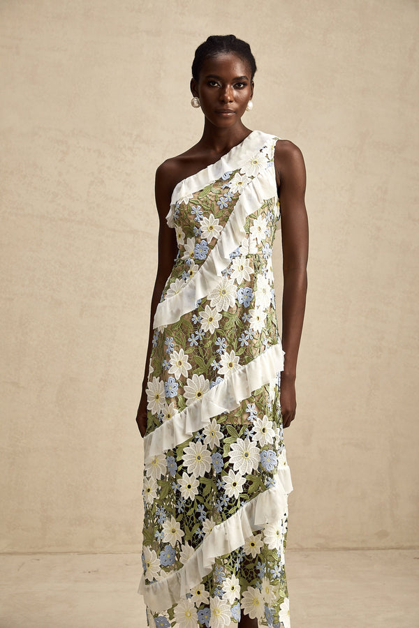 Clémence floral embroidered midi dress