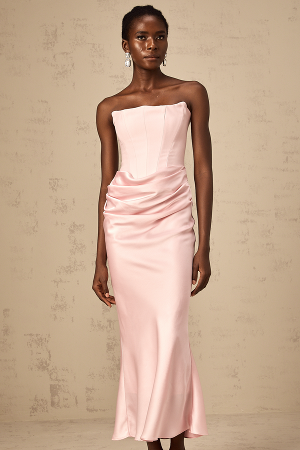 Aurore Pink Off-Shoulder Maxi Dress