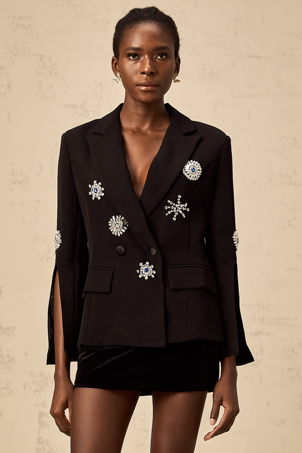Geltrude black crystal-embellished slit-cuff blazer (US Only)