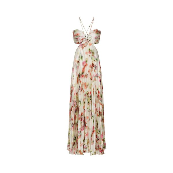 Andréa cut-out floral-print pleated maxi dress (US Only)