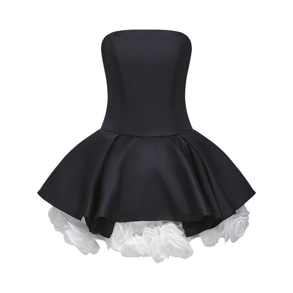Lucie black petal-layered strapless corset mini dress (US Only)
