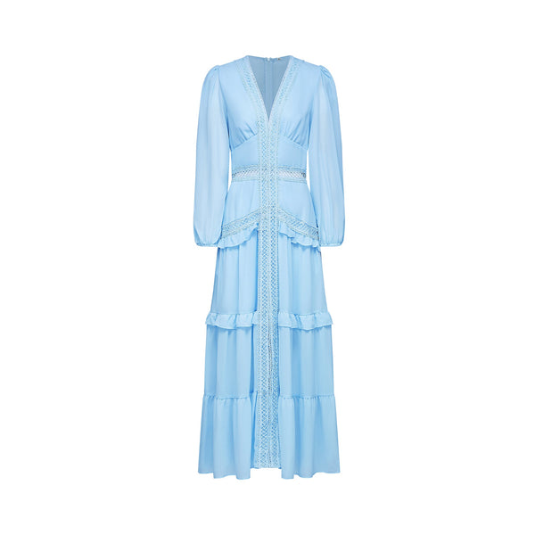 Juno cut-out ruffled maxi dress in Blue (US Only)