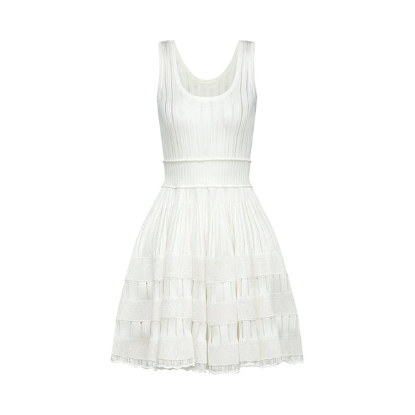 Noémie white cut-out pleated mini dress (US Only)