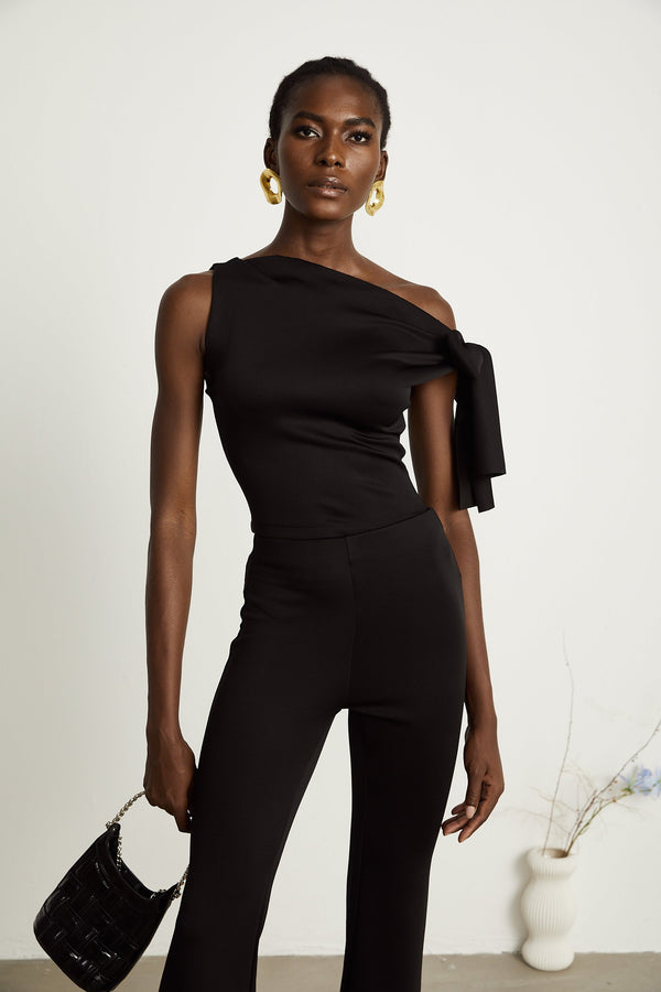 Clotilde black knitted top & trousers matching set (US Only)