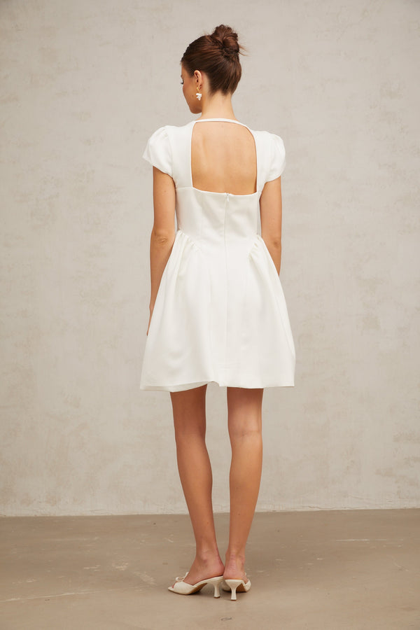Raphaëla white cap-sleeve mini dress (US Only)