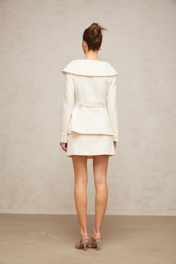 Eugénie white peplum jacket & skirt matching set