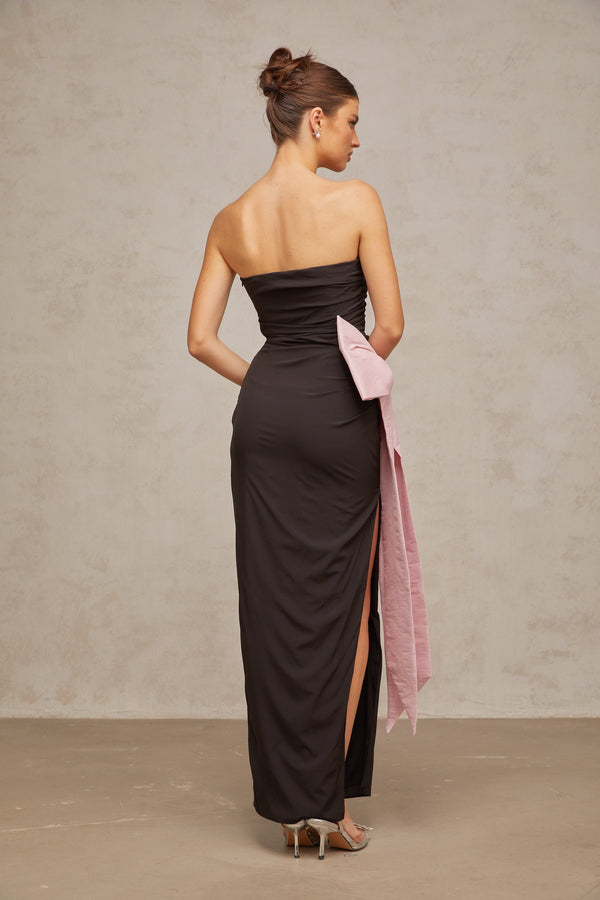 Gabrielle black off-shoulder bowknot maxi dress
