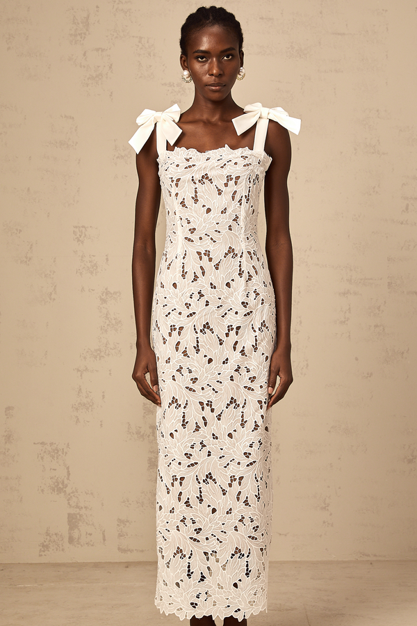 Eloise floral embroidered maxi dress in White (US Only)