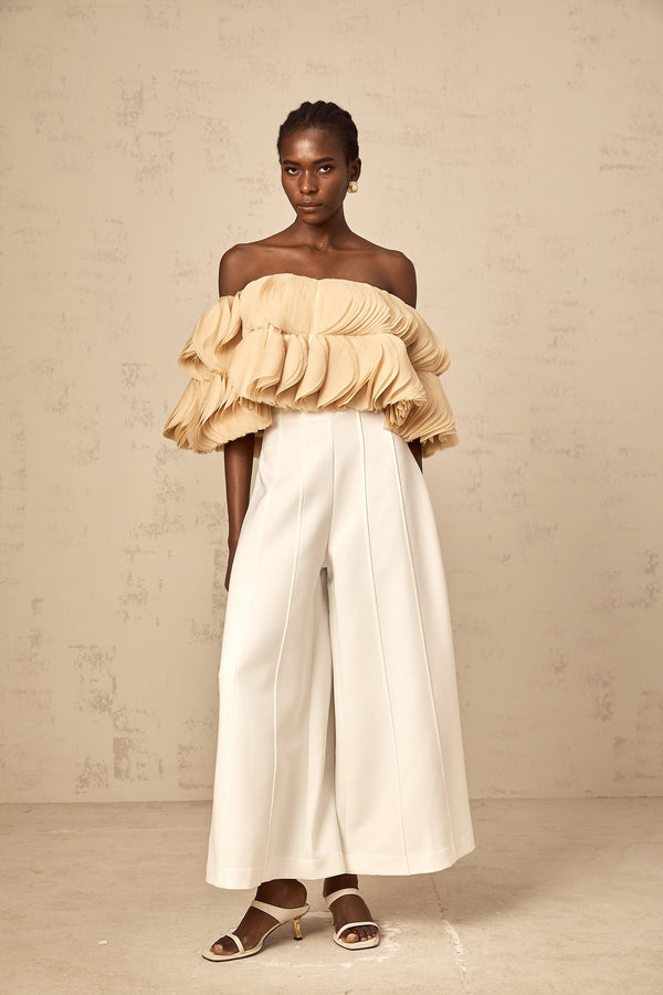 Maeva white wide-leg trousers