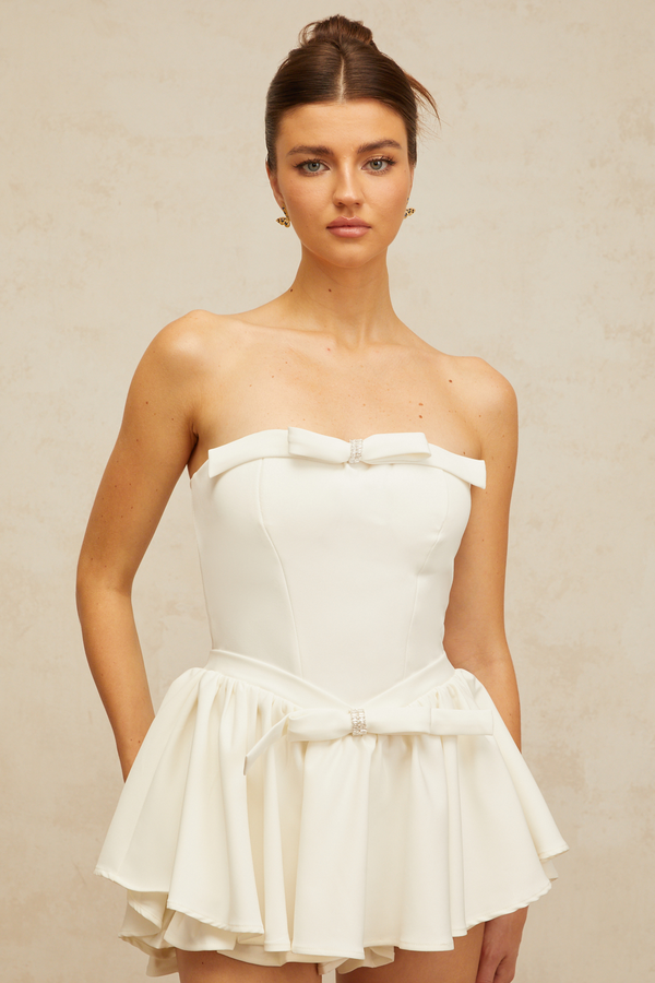 Ariel white bowknot corset mini dress