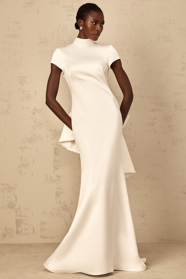 Camille White Statement Bow Mermaid Maxi Dress