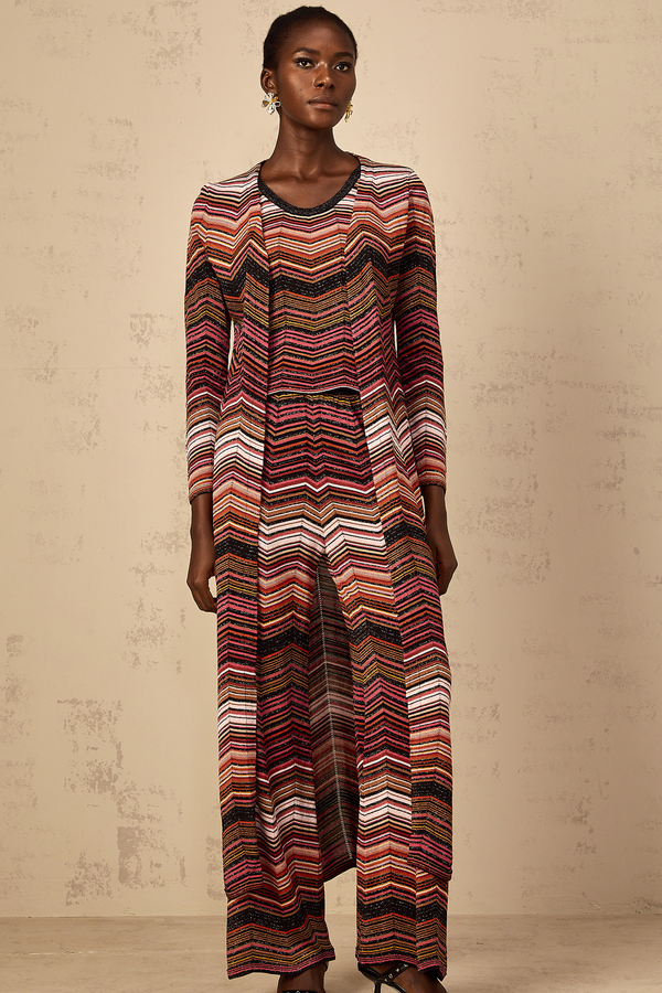 Chloé Red Striped Knit Long Cardigan