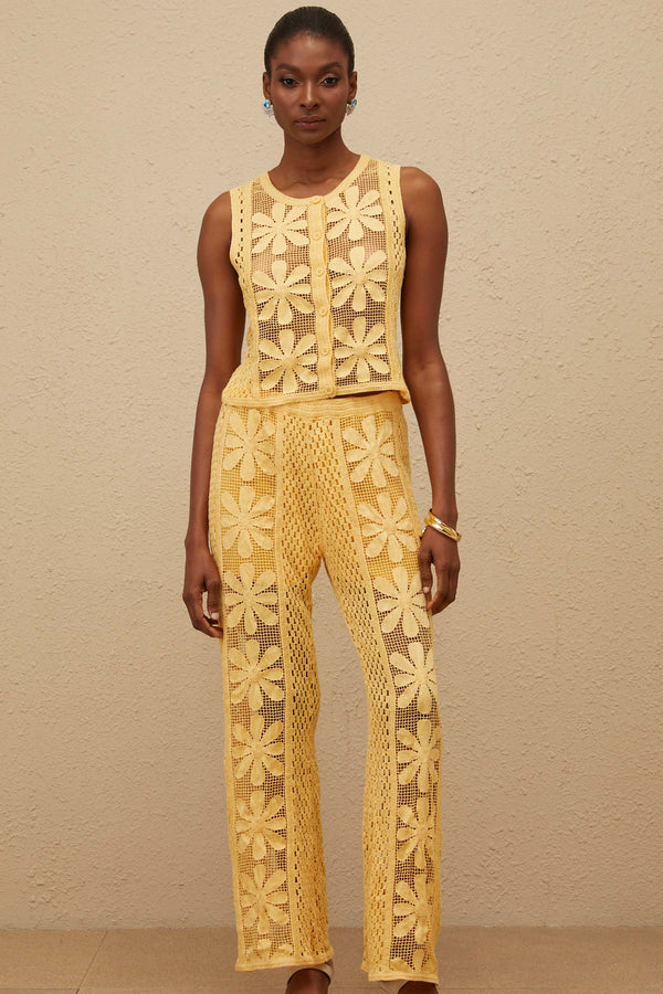 Vivienne Yellow Floral Crochet Knit Co-ord Set