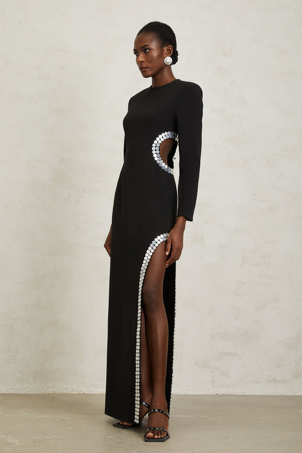 Antonia Black Cut Out Sequined Maxi Dress