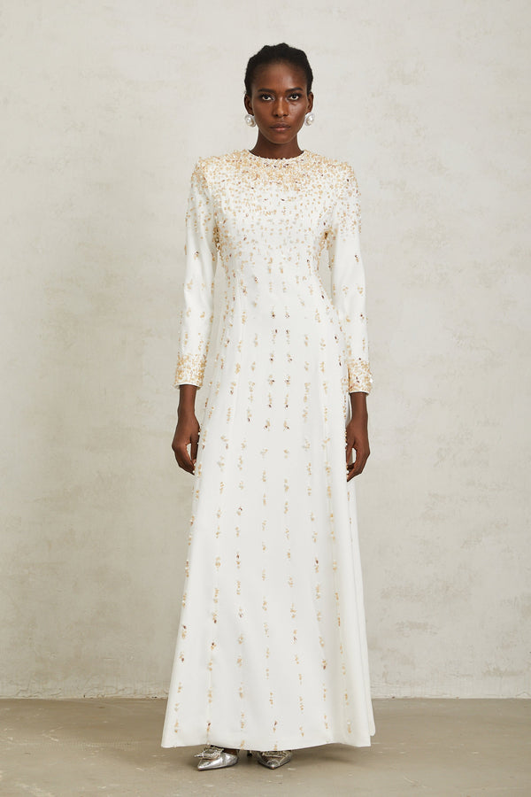 Margarita White Embellished Maxi Dress