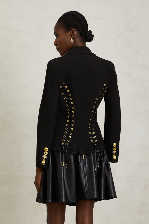 Sabine Black Lace Up Blazer