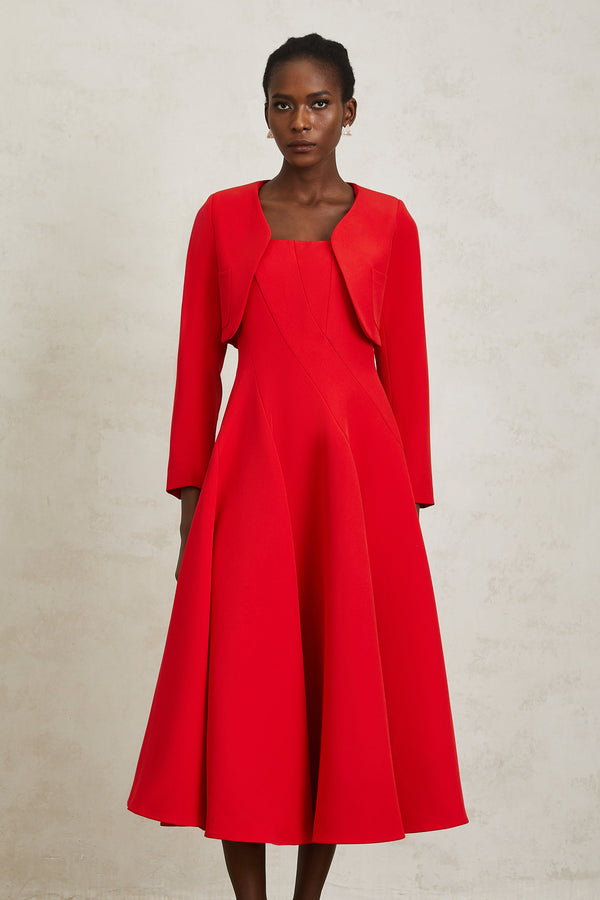 Patricia Red Cropped Jacket & Dress Set