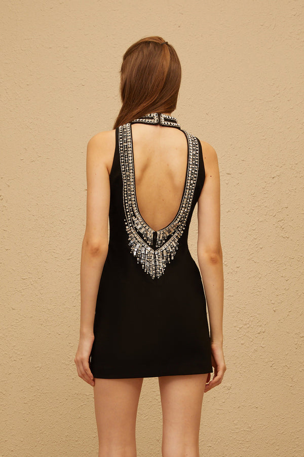 Colette Black Crystal Embellished Mini Dress