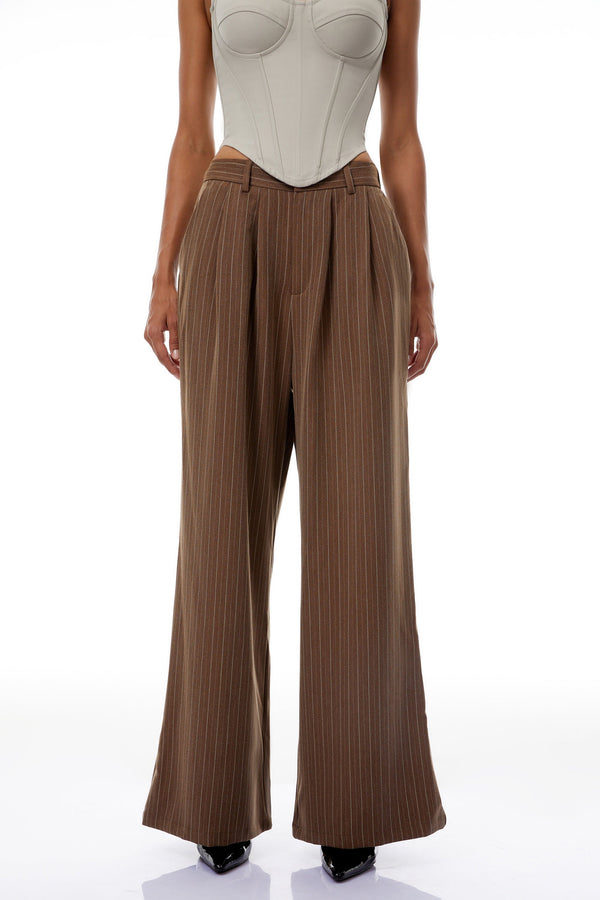 Clémence Brown Striped Trousers