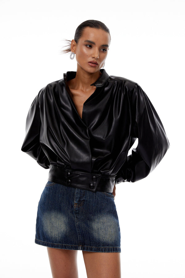 Ramóna Black Crop Leather Jacket