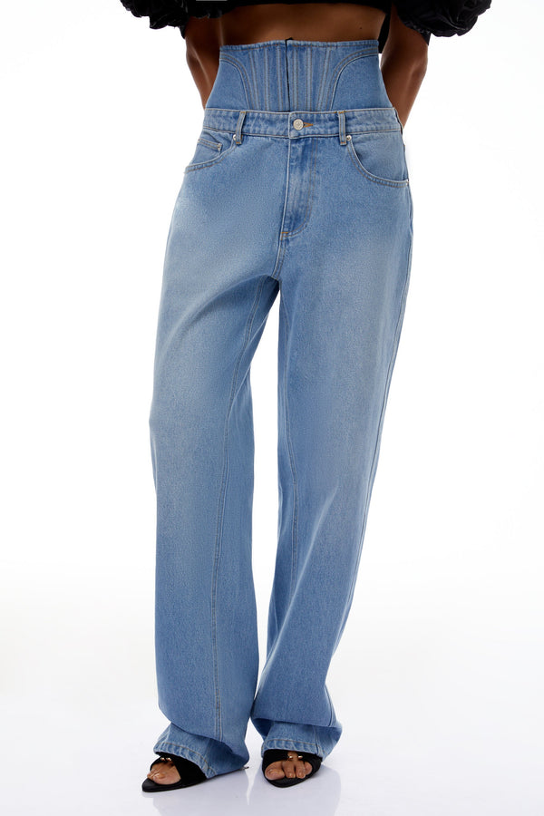 Cosmina Light Blue Corset Panel Denim Jeans