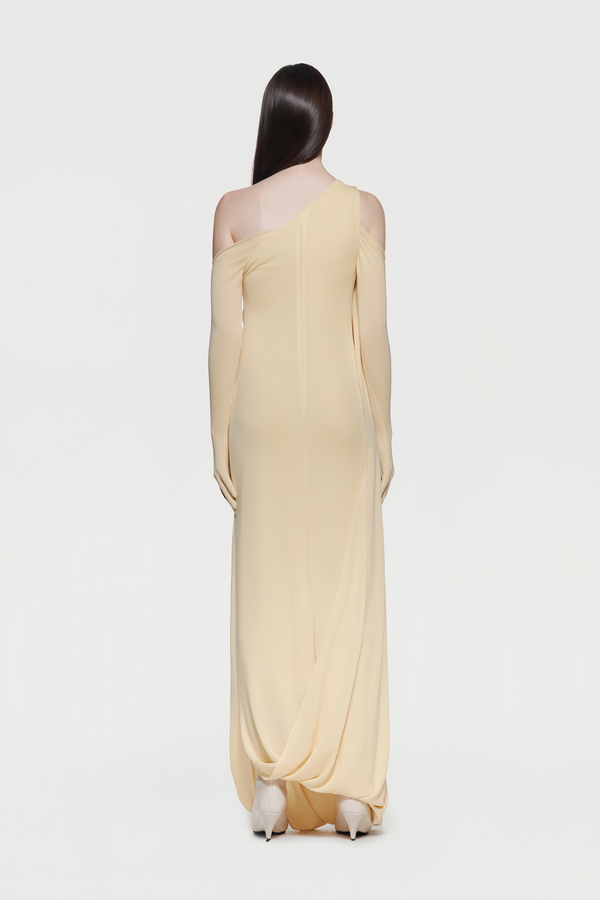 Lucian One-Shoulder Draped Asymmetric Maxi Dress