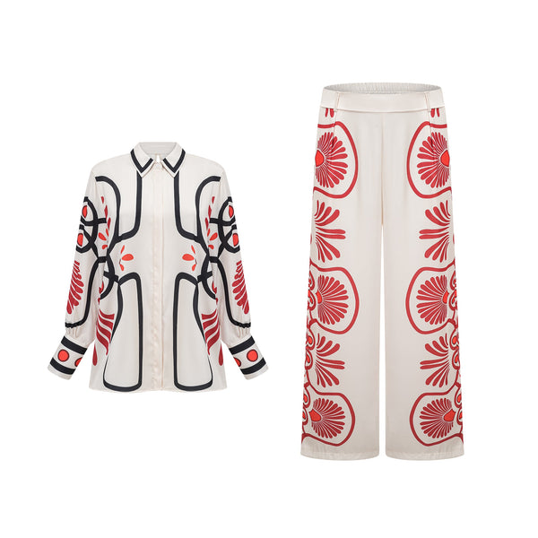 Amaranta graphic-print shirt & trousers matching set