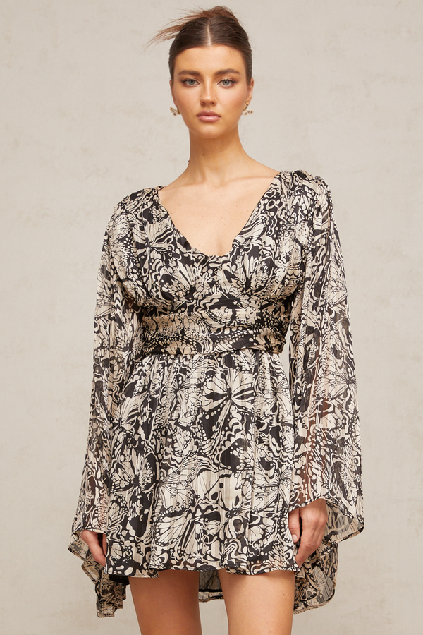 Perrine pattern-print V-neck mini dress