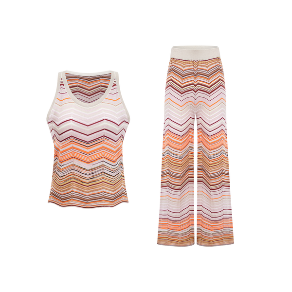 Chloé Neutral Striped Knit Matching Set (US Only)