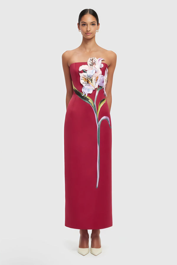 Automne Pink Floral Embroidered Maxi Dress