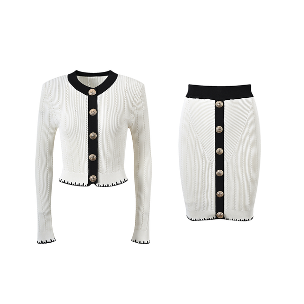 Éliane contrast-trim jacket & skirt matching set (US Only)