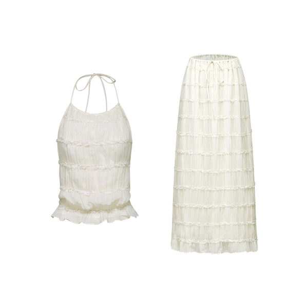 Alyssa pleated top & skirt matching set