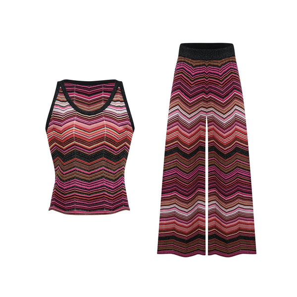 Chloé Red Striped Knit Matching Set