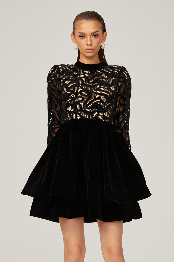 Manon black velvet cut-out mini dress (US Only)